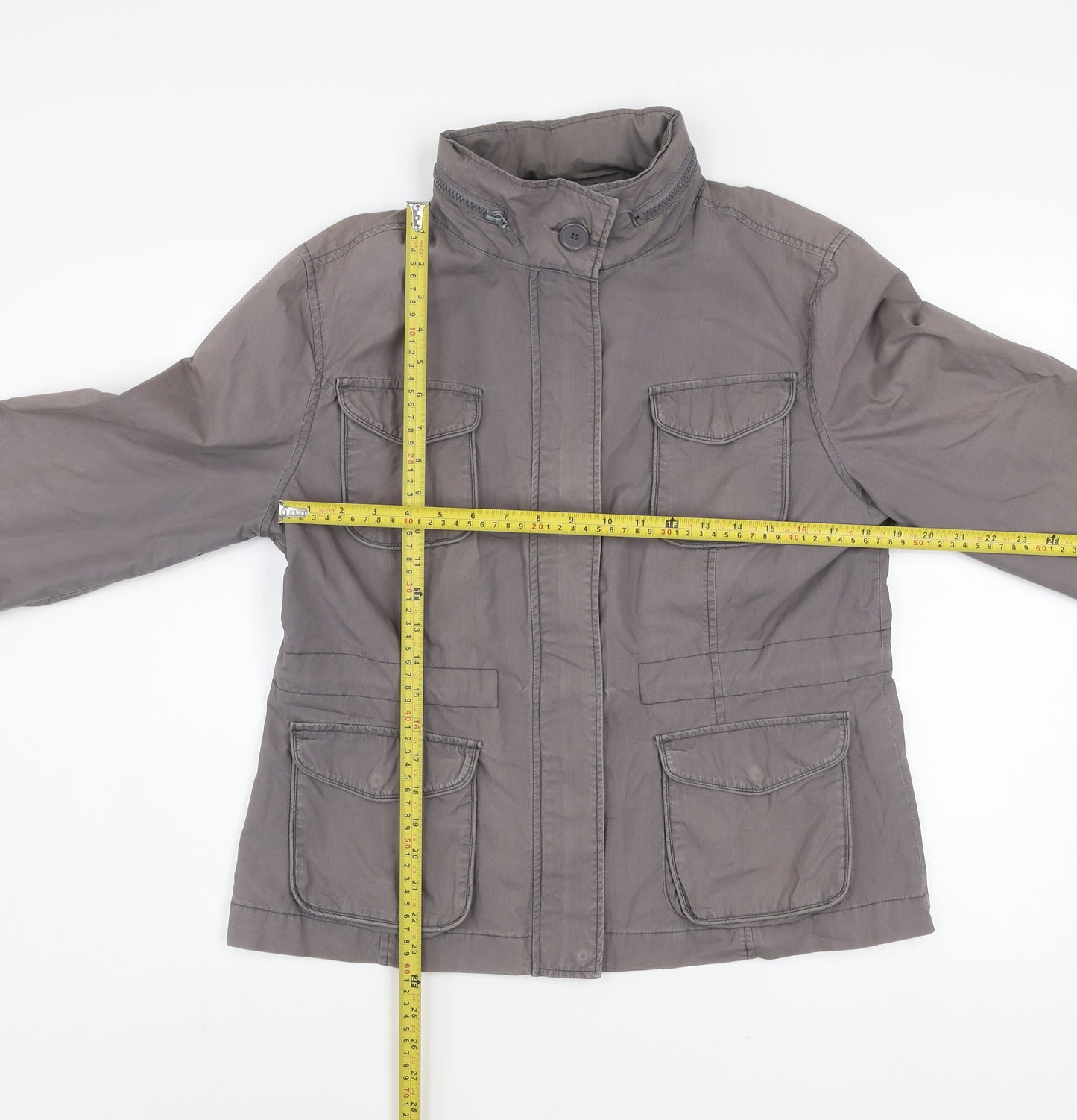 Dorothy Perkins Womens Grey Cotton Military Jacket Size 16