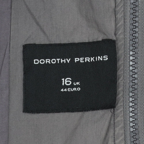 Dorothy Perkins Womens Grey Cotton Military Jacket Size 16