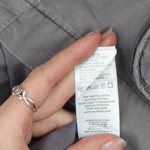 Dorothy Perkins Womens Grey Cotton Military Jacket Size 16