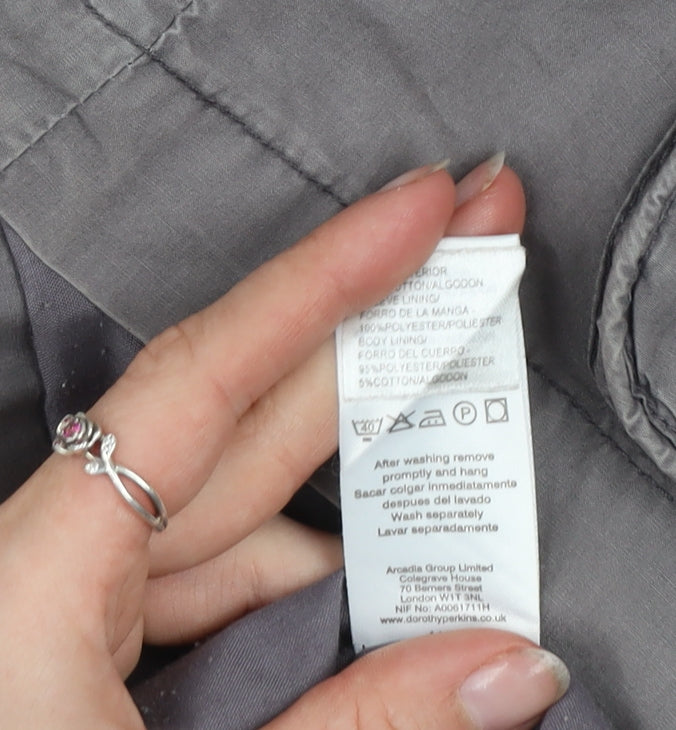 Dorothy Perkins Womens Grey Cotton Military Jacket Size 16