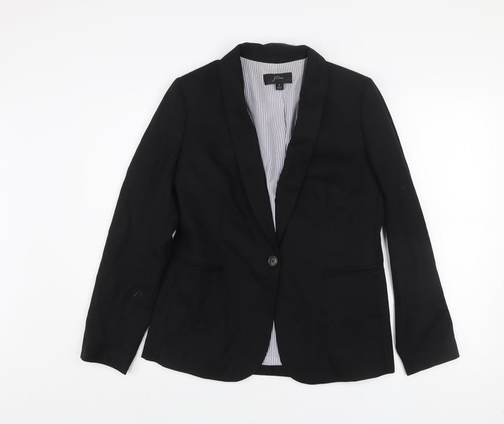 J.Crew Women's Black Wool Blend Fitted Blazer Jacket Size 10