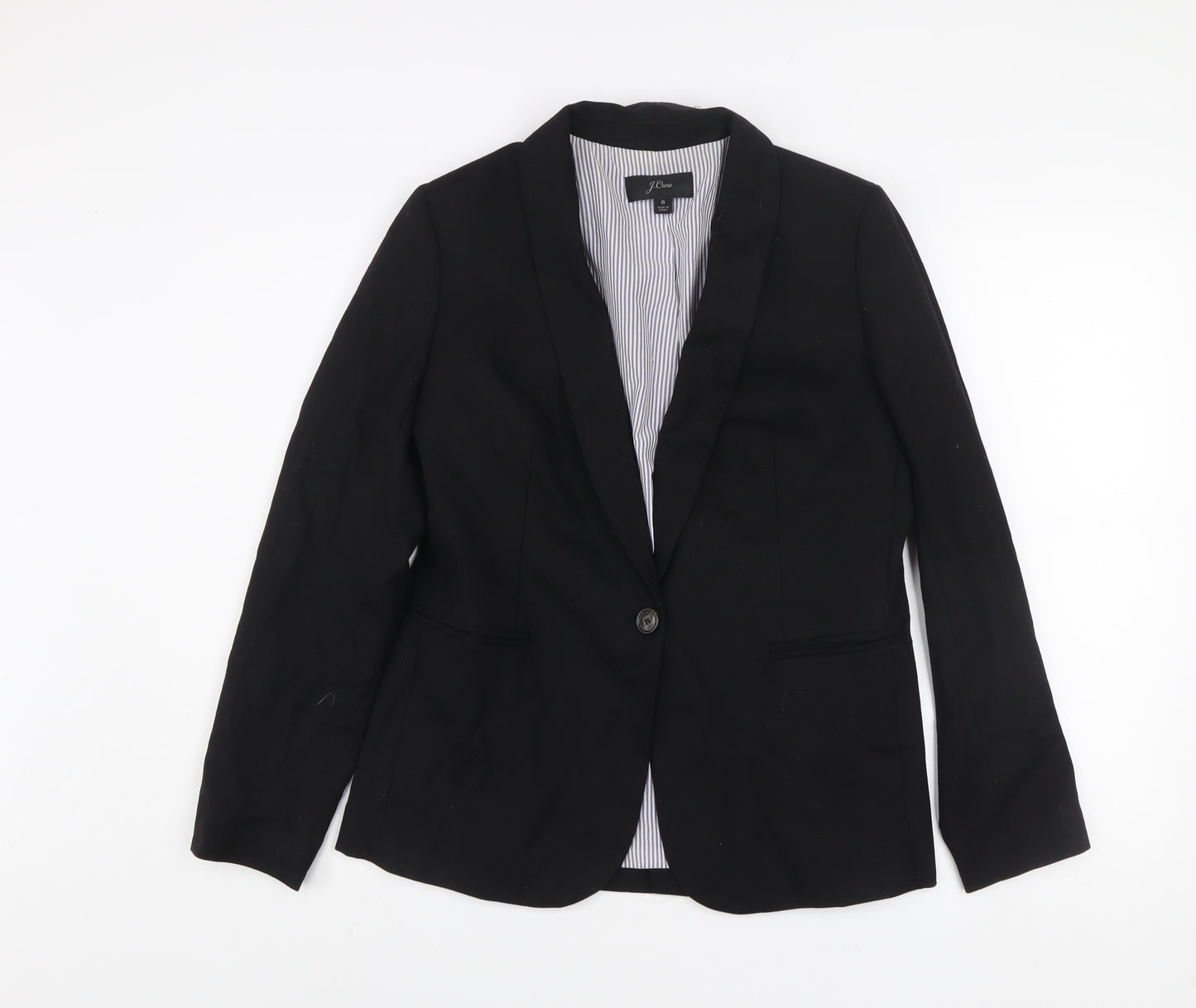 J.Crew Women's Black Wool Blend Fitted Blazer Jacket Size 10