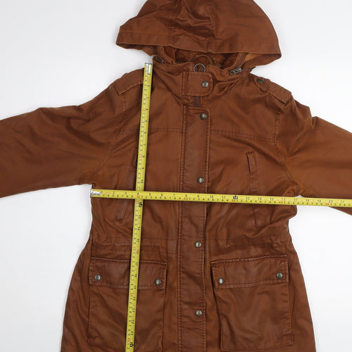 Fat Face Women Brown Hooded Parka Jacket UK 12 Cotton Blend