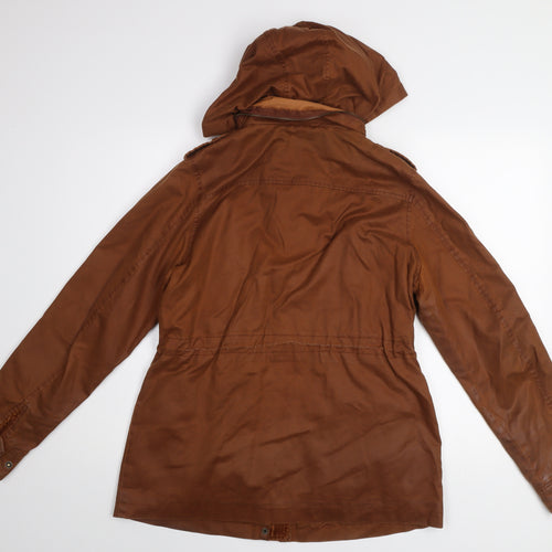 Fat Face Women Brown Hooded Parka Jacket UK 12 Cotton Blend