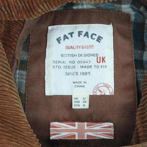 Fat Face Women Brown Hooded Parka Jacket UK 12 Cotton Blend