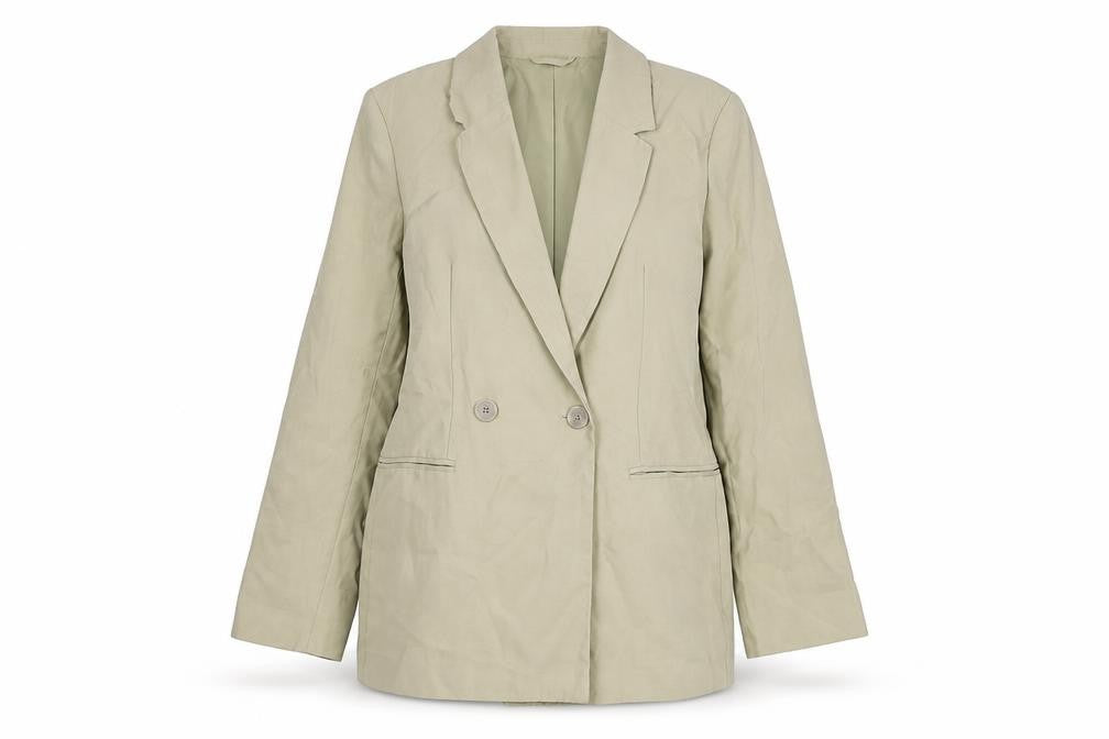 Front view of H&M women’s beige xs regular fit blazer jacket