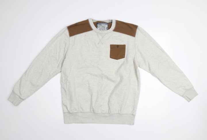 Twistedsoul Men's Grey 2XL Pullover Sweatshirt with Brown Accents