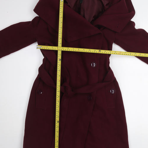 Oasis Women's Red Belted Trench Coat XS Classic Mid-Length