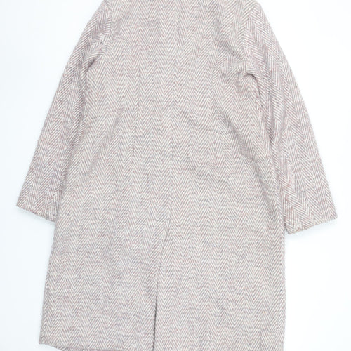 Next Women’s Beige Herringbone Wool Blend Long Overcoat Size 10