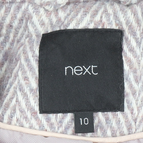 Next Women’s Beige Herringbone Wool Blend Long Overcoat Size 10