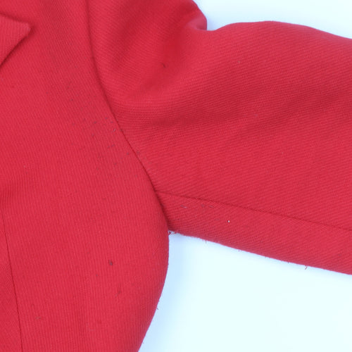 Mango Women Red Pea Coat Size 14 Lined Classic Mid-Length Button