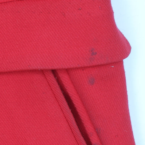 Mango Women Red Pea Coat Size 14 Lined Classic Mid-Length Button