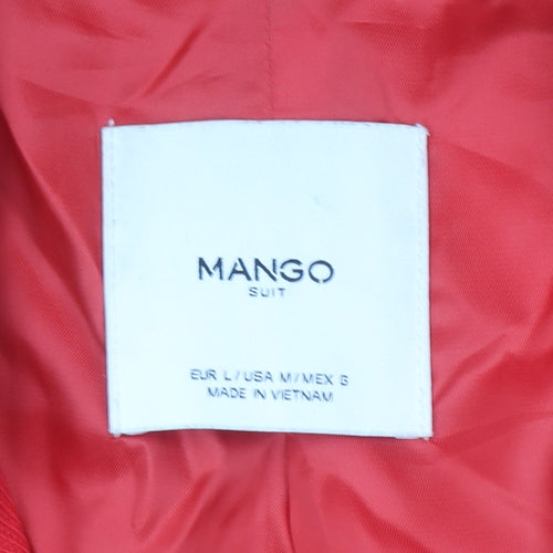 Mango Women Red Pea Coat Size 14 Lined Classic Mid-Length Button