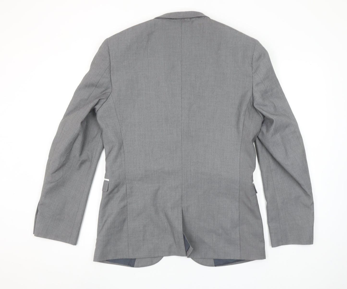 Next Men's Grey Regular Fit Blazer 40R Two Button Notch Lapel Jacket