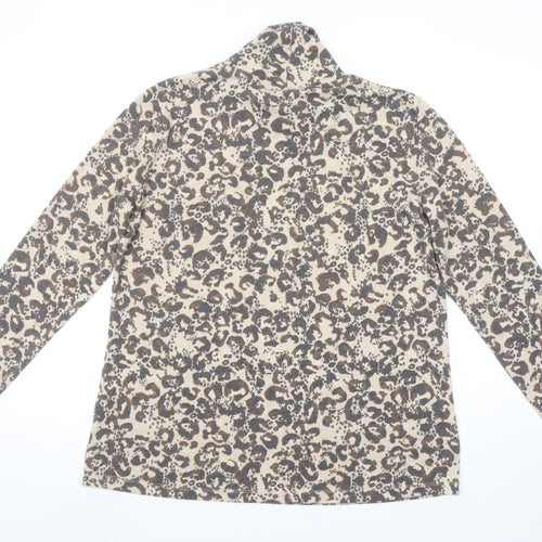 Isle Collection Women's Beige Leopard Print Roll Neck Long Sleeve Top L 18-20