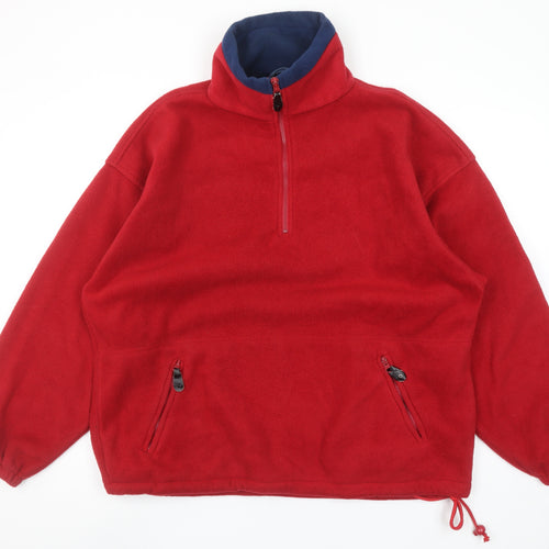 Mario Valente Men's Red Fleece 1/4 Zip Pullover Sweatshirt XL