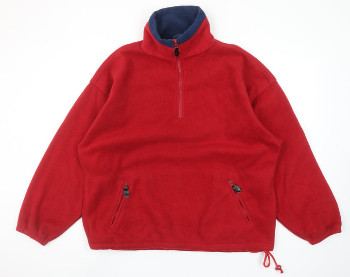 Mario Valente Men's Red Fleece 1/4 Zip Pullover Sweatshirt XL
