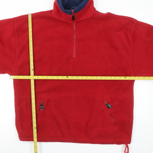 Mario Valente Men's Red Fleece 1/4 Zip Pullover Sweatshirt XL