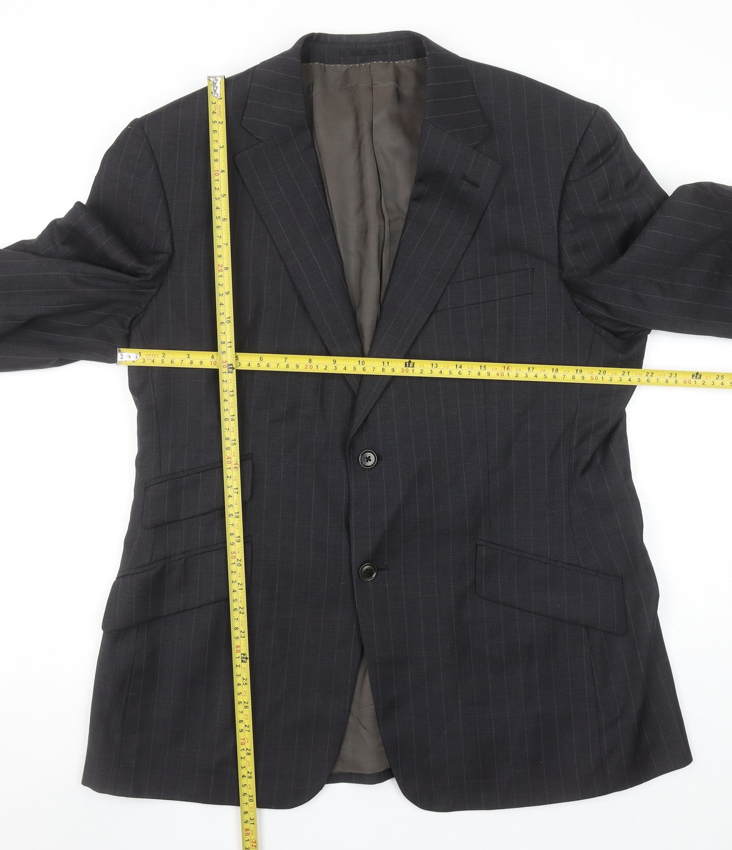 Austin Reed Men’s Grey Pinstripe Wool Blazer 42S Classic Formal Jacket