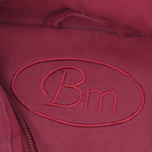 Bm Women Red Hooded Parka Coat Size S Long Twill Jacket