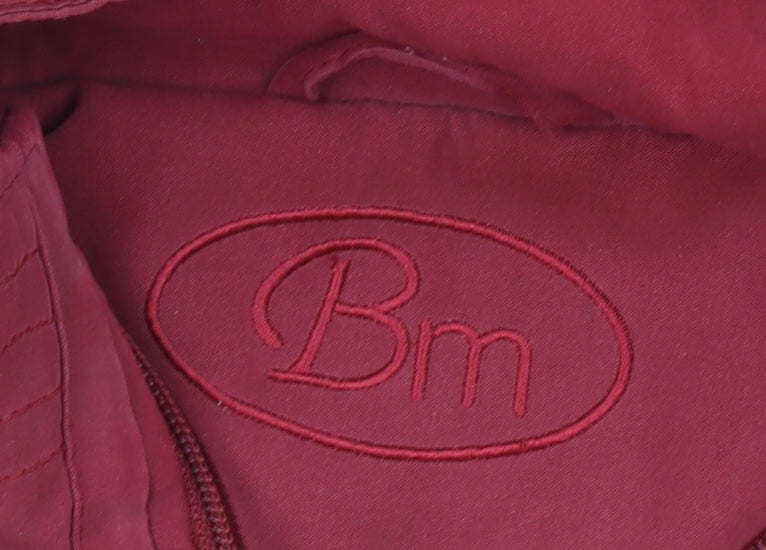 Bm Women Red Hooded Parka Coat Size S Long Twill Jacket