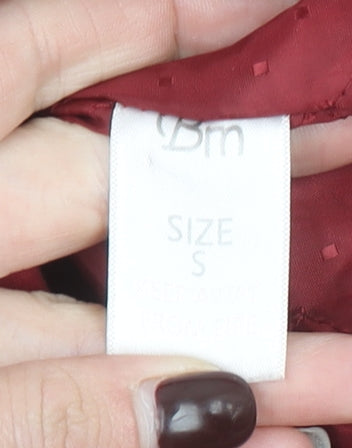 Bm Women Red Hooded Parka Coat Size S Long Twill Jacket