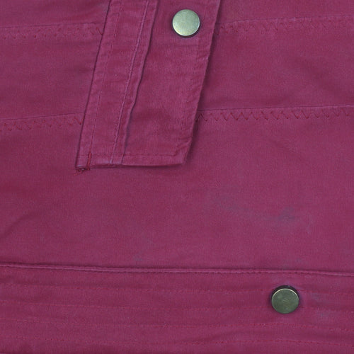 Bm Women Red Hooded Parka Coat Size S Long Twill Jacket