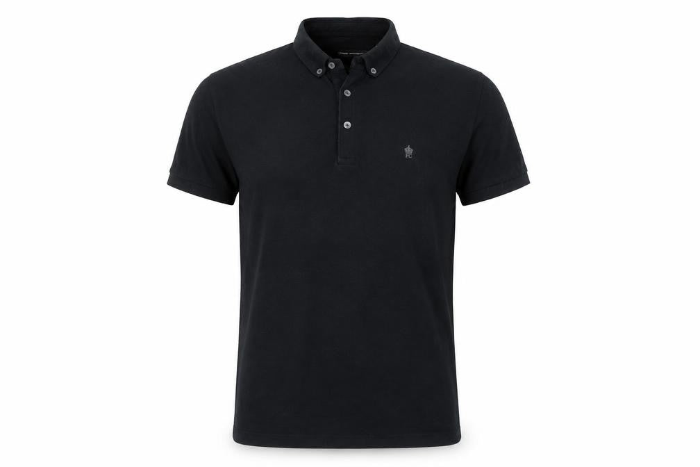 Front view of French Connection Men's Black Cotton Polo Shirt, size M