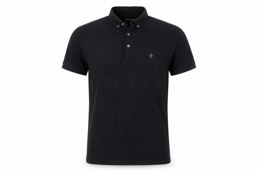 Front view of French Connection Men's Black Cotton Polo Shirt, size M