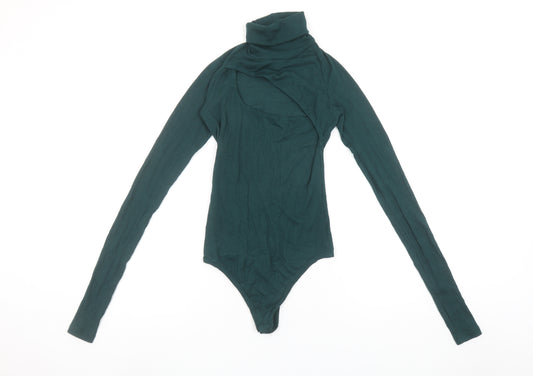 ALIX NYC Womens Green XS Roll Neck Long Sleeve Stretch Bodysuit