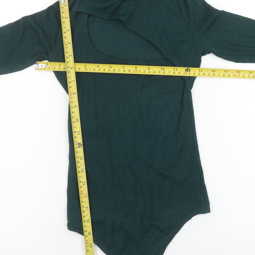 ALIX NYC Womens Green XS Roll Neck Long Sleeve Stretch Bodysuit