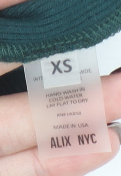 ALIX NYC Womens Green XS Roll Neck Long Sleeve Stretch Bodysuit