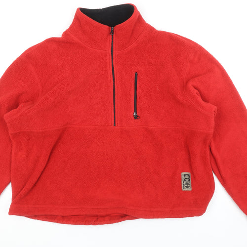 Timberland Mens Red Fleece Half Zip Pullover Sweatshirt L