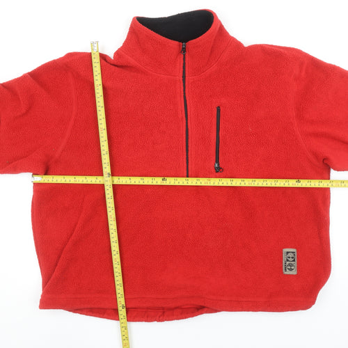 Timberland Mens Red Fleece Half Zip Pullover Sweatshirt L