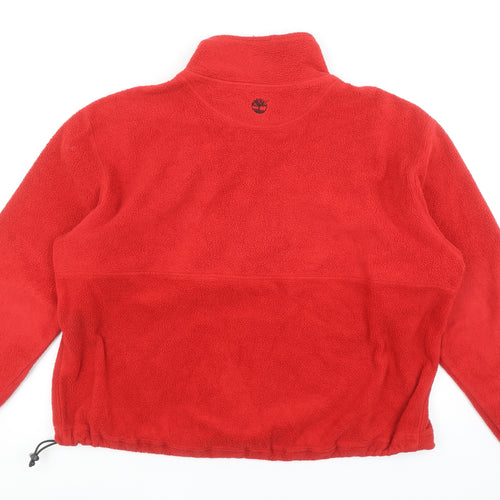 Timberland Mens Red Fleece Half Zip Pullover Sweatshirt L