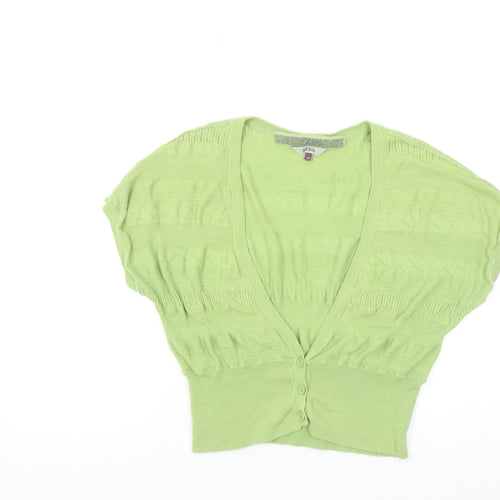 Fat Face Womens Green Size 14 Cotton Knit Short Sleeve Cardigan
