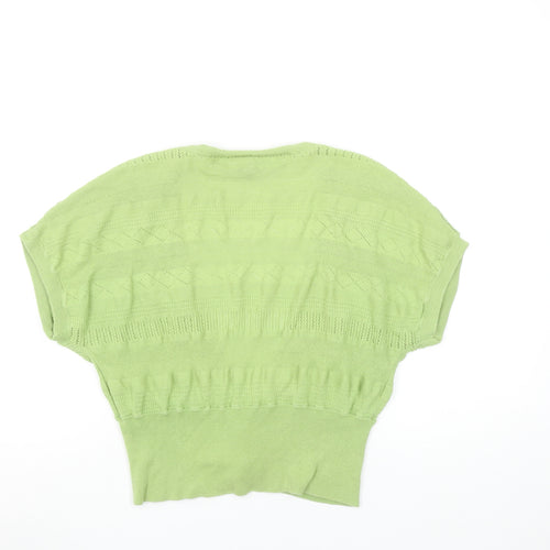 Fat Face Womens Green Size 14 Cotton Knit Short Sleeve Cardigan