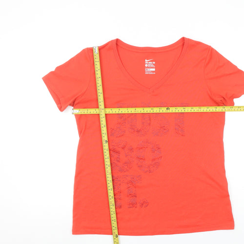Nike Women's Red V-Neck Dri-FIT Athletic T-Shirt Size L