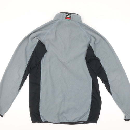 Road Map Men's Grey 1/4 Zip Fleece Pullover Sweatshirt Size S