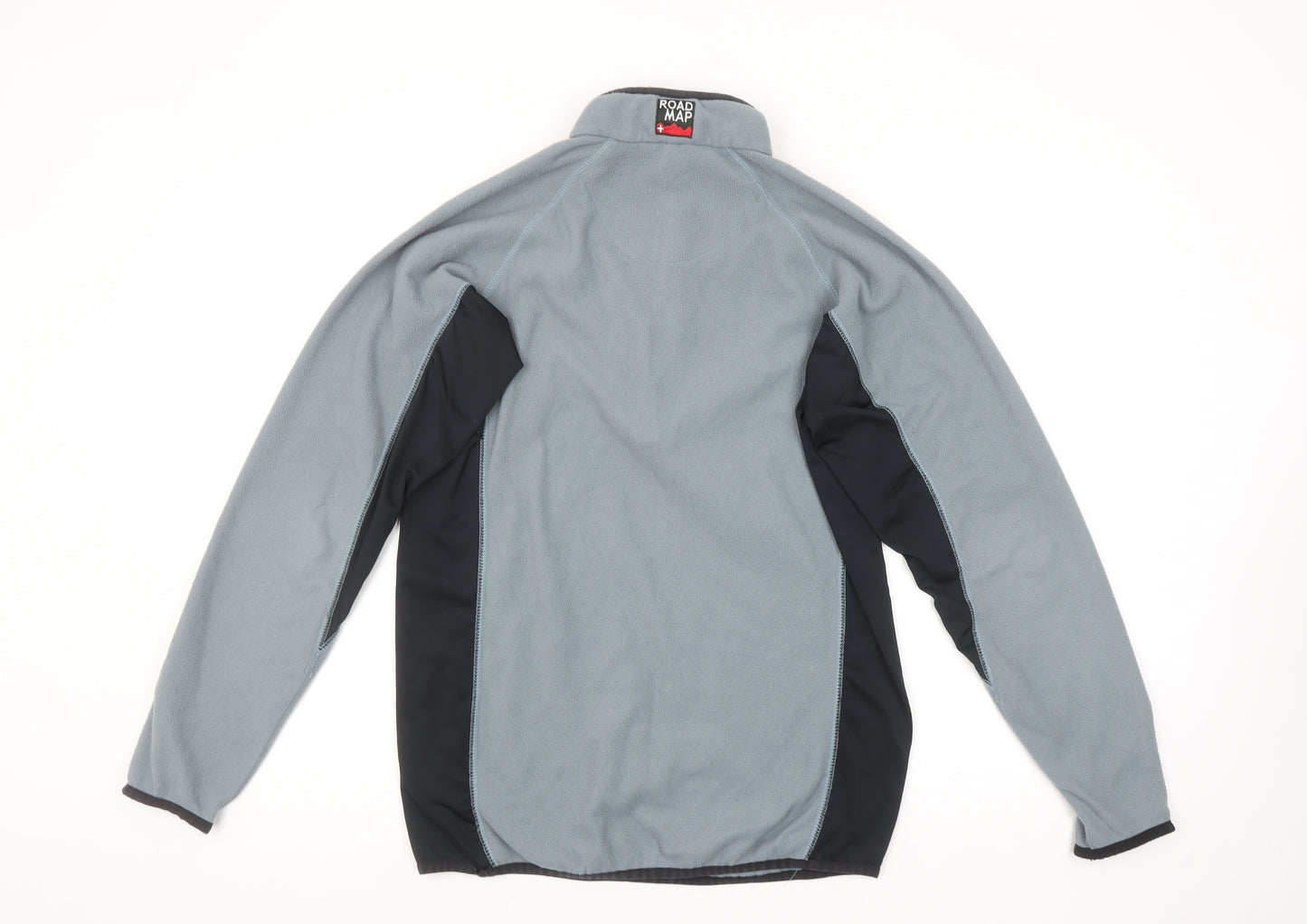 Road Map Men's Grey 1/4 Zip Fleece Pullover Sweatshirt Size S