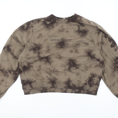 ONLY LIFE Women's Brown Tie-Dye Pullover Sweatshirt M Cotton Casual