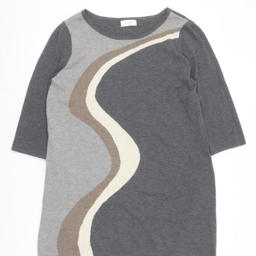 Wallis Petite Grey Colourblock Knit Shift Dress Size 12