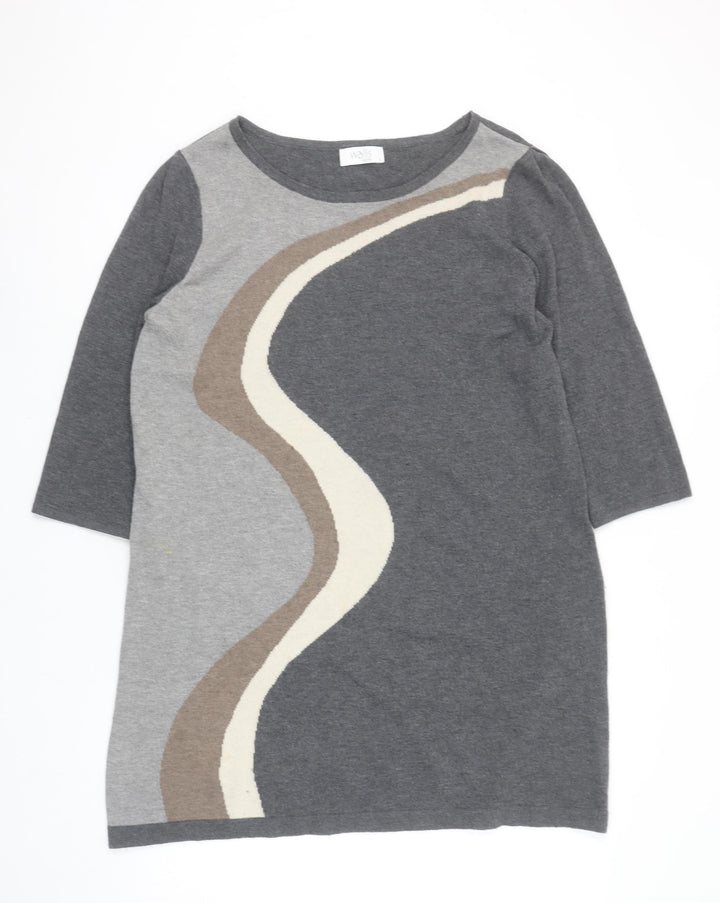 Wallis Petite Grey Colourblock Knit Shift Dress Size 12