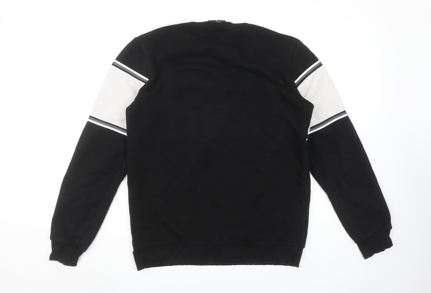 Prè London Men's Black & White Stripe Logo Sweatshirt M