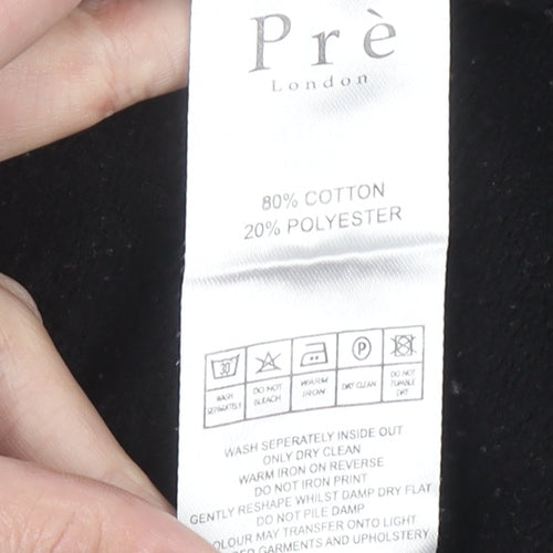 Prè London Men's Black & White Stripe Logo Sweatshirt M