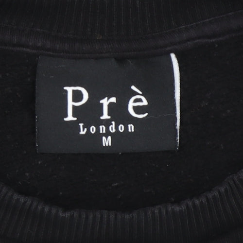 Prè London Men's Black & White Stripe Logo Sweatshirt M