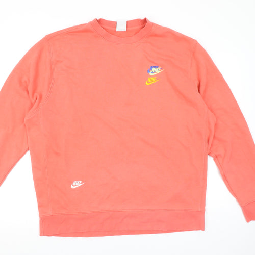 Nike Womens Coral Sweatshirt XL Cotton Blend Logo Crew Neck