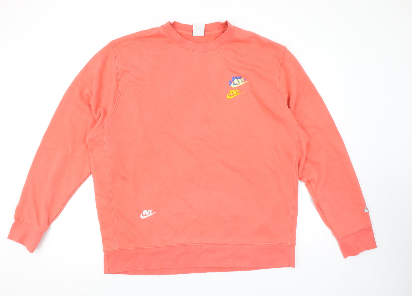 Nike Womens Coral Sweatshirt XL Cotton Blend Logo Crew Neck