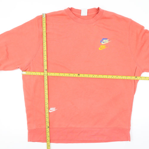 Nike Womens Coral Sweatshirt XL Cotton Blend Logo Crew Neck