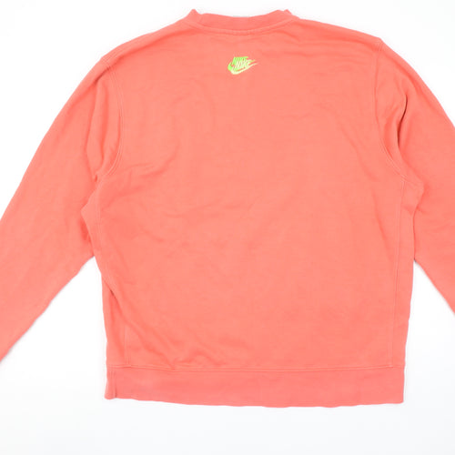 Nike Womens Coral Sweatshirt XL Cotton Blend Logo Crew Neck